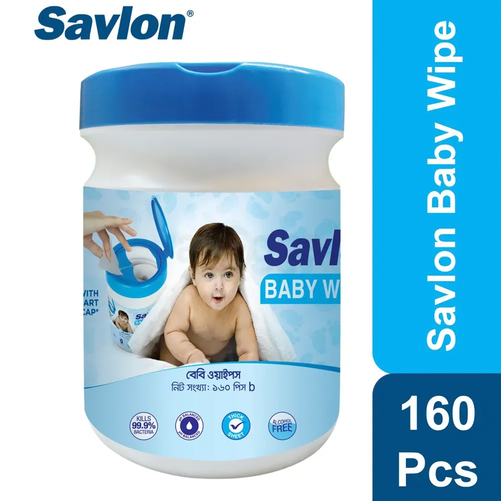 ভিজা ‍টিস্যু | Savlon Baby Wipes 160's Jar